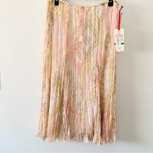Ruby Rd.Pink lightweight Pleaded Midi skirt NWT